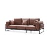 Gwynn 4-Seater Faux Leather Sofa – Dark Brown - Image 10