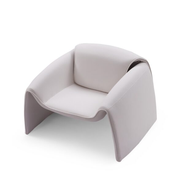 Gweir Modern White Fabric Armchair - Image 4