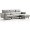 Brago Premium 4-Seater Leather Sofa with Ottoman – Light Grey - Image 2