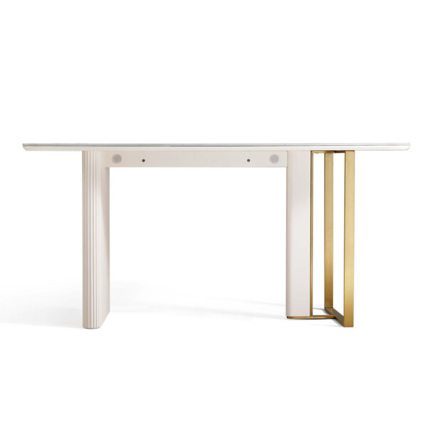 Branduff Modern Luxe Sintered Stone Dining Table – Cream & Gold - Image 2