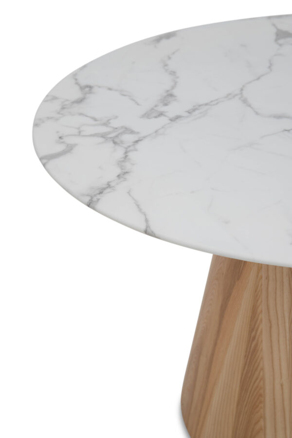 Valentin Round Marble Dining Table – Natural Ash Wood - Image 2