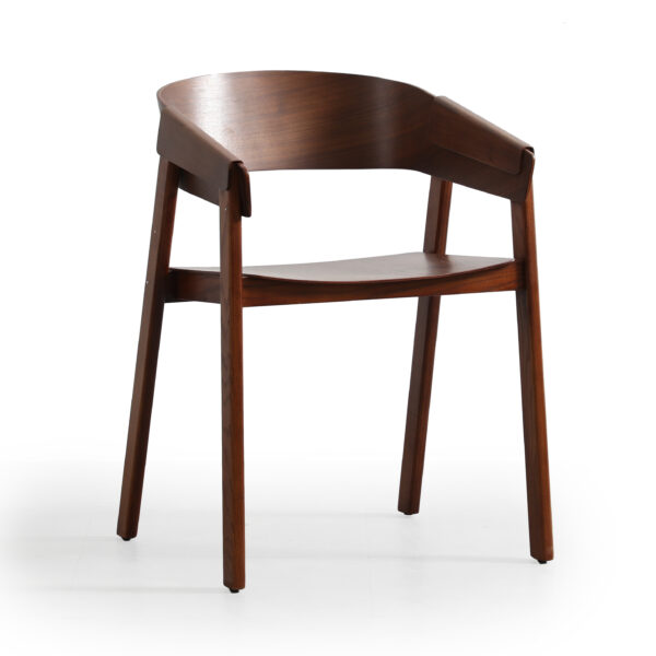 Emiko Oak Wood Dining Chair with Arms - Image 3