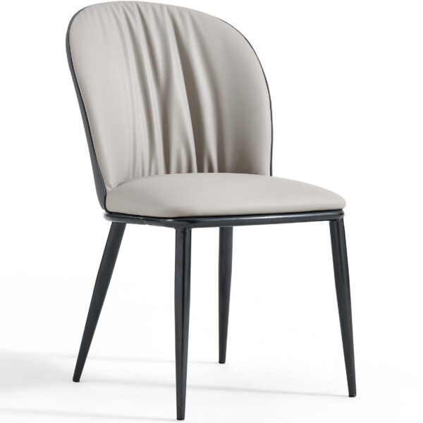 Julis Faux Leather Armless Chair – Light Grey - Image 2