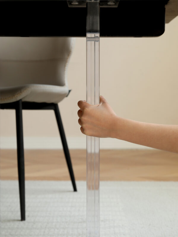 Baillidh Floating Dining Table – Ash Black with Acrylic Legs - Image 5