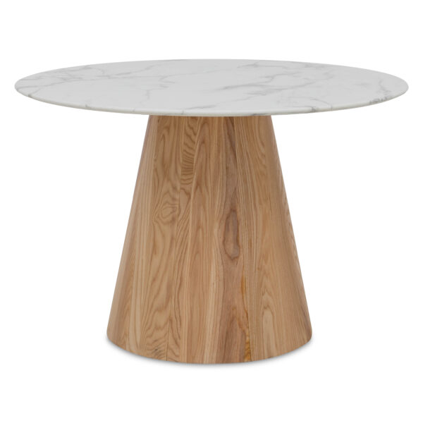 Valentin Round Marble Dining Table – Natural Ash Wood