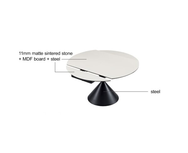 Nerissa 6–8 Seater Sintered Stone Extendable Dining Table - Image 7