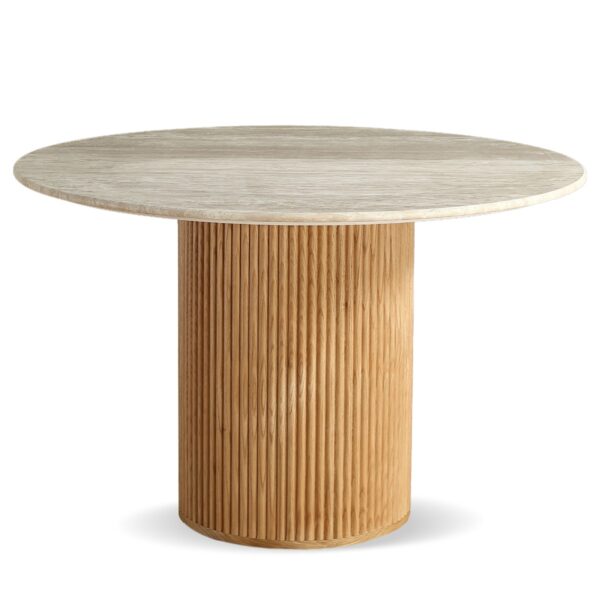 Oliva 1.1M Travertine Round Dining Table - Image 7