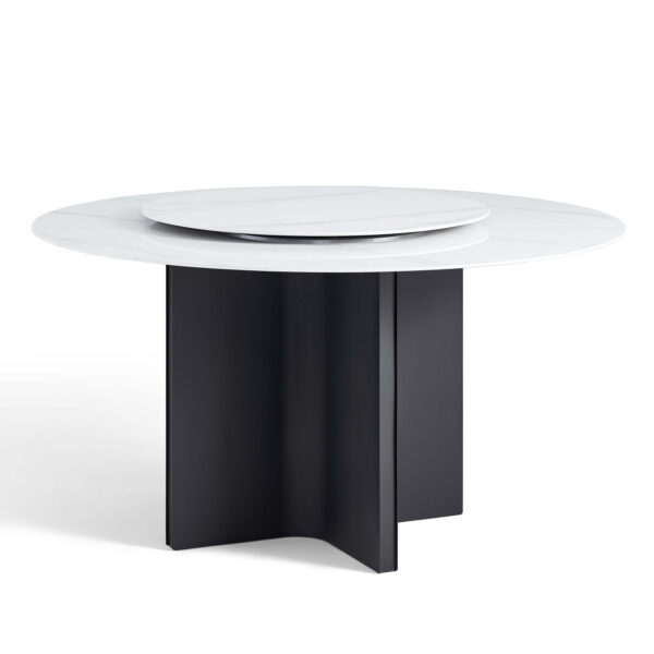 Malkah 1.35M Round Sintered Stone Dining Table with Lazy Susan