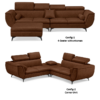 Alcina 4-Seater Leatheraire Fabric Sofa with Ottoman - Image 2