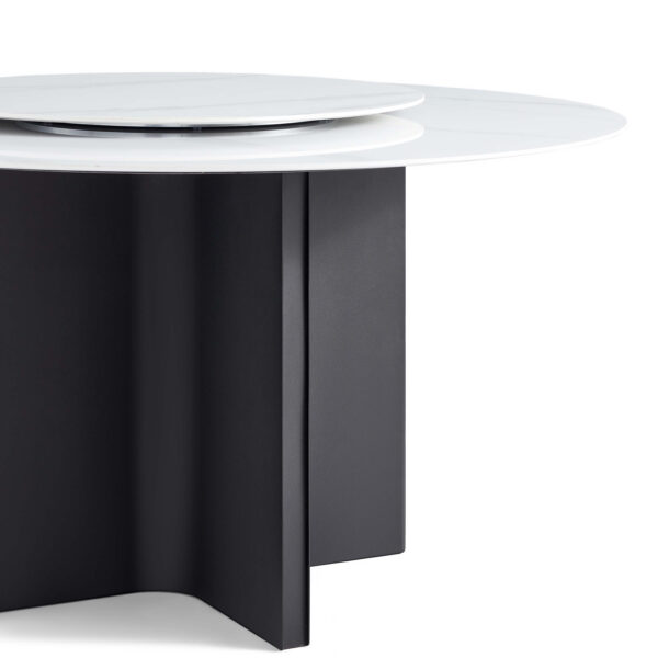 Malkah 1.35M Round Sintered Stone Dining Table with Lazy Susan - Image 4