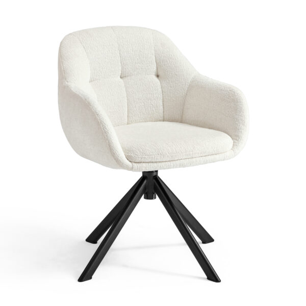 Shayne Velvet Linen Swivel Chair – Cream - Image 2