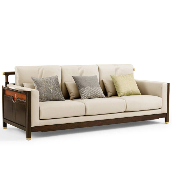 Azunto 3-Seater Sofa – Solid Wood Frame with PVC - Image 2