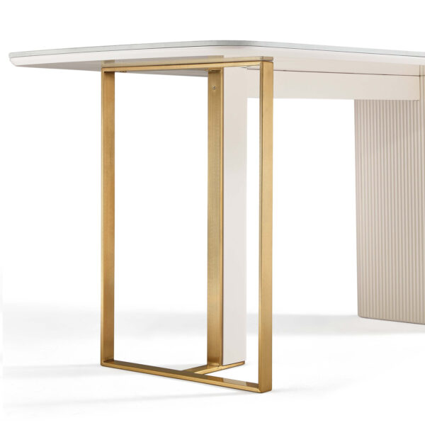 Branduff Modern Luxe Sintered Stone Dining Table – Cream & Gold - Image 4