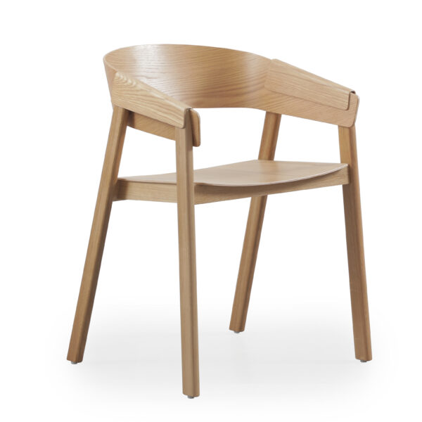 Emiko Oak Wood Dining Chair with Arms - Image 5