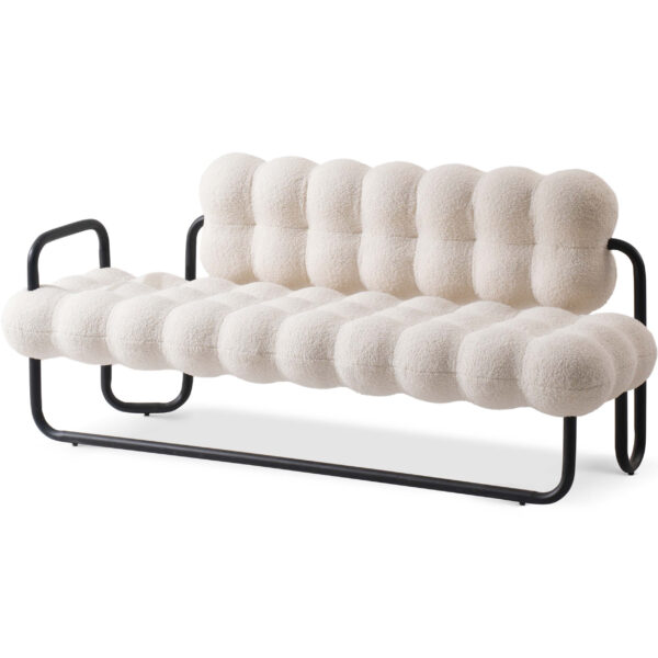 Orae Cirrus 1.74M Upholstered Sherpa Bench – Ivory - Image 3