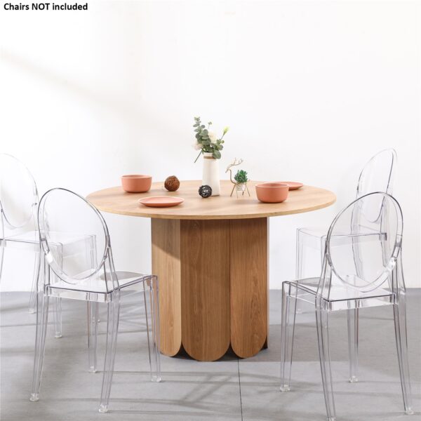 Naomi II Round Oak Veneer Dining Table – 120cm - Image 6