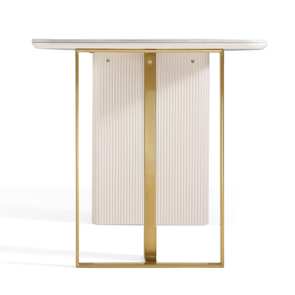Branduff Modern Luxe Sintered Stone Dining Table – Cream & Gold - Image 5