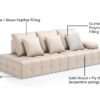 Rheinallt 4-Seater Sofa in Eco-Leather Cream - Image 3