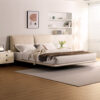 Leandrew Taupe Upholstered Bed Frame + Pedestals - Image 3