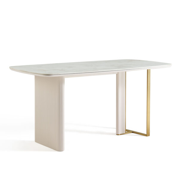 Branduff Modern Luxe Sintered Stone Dining Table – Cream & Gold - Image 6