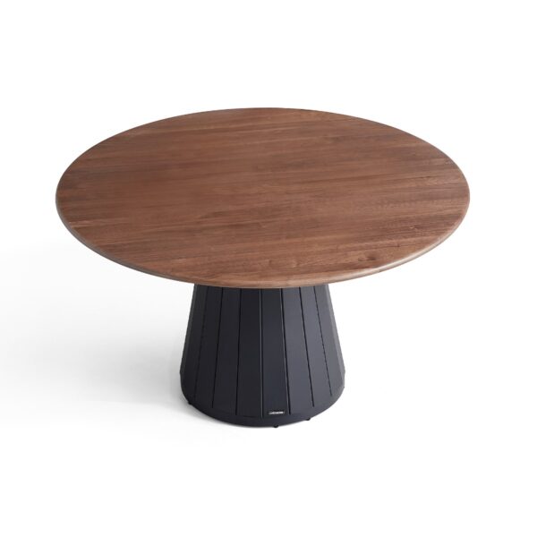 Paulino 1.35M Round Dining Table – Walnut & Black - Image 2