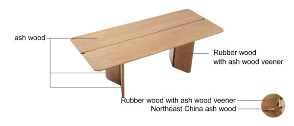Adewale Solid Ash Wood Dining Table – Natural Finish - Image 4