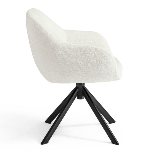 Shayne Velvet Linen Swivel Chair – Cream - Image 4