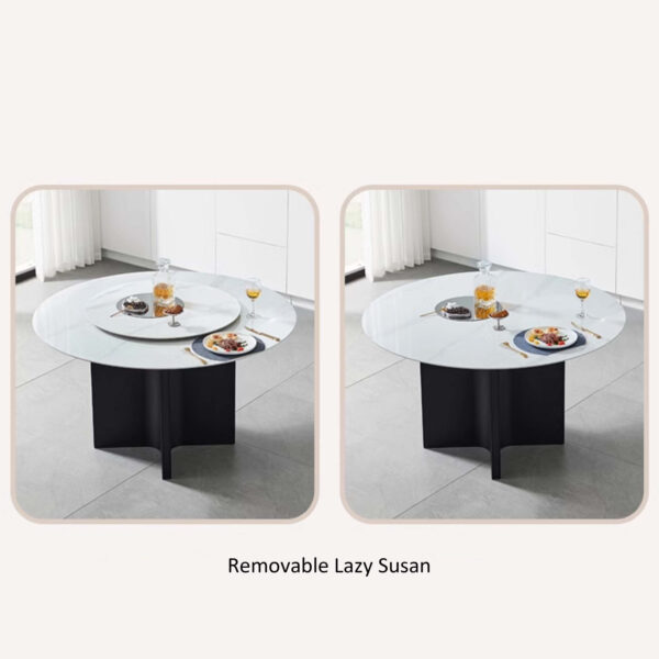 Malkah 1.35M Round Sintered Stone Dining Table with Lazy Susan - Image 5