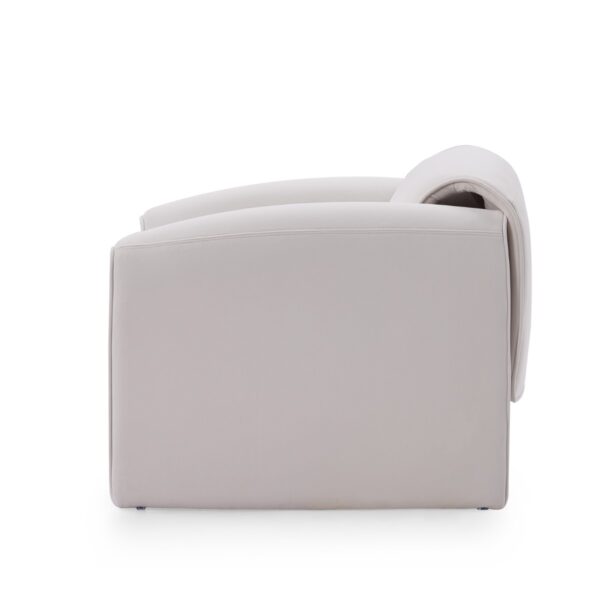 Gweir Modern White Fabric Armchair - Image 3