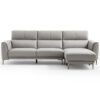 Brago Premium 4-Seater Leather Sofa with Ottoman – Light Grey