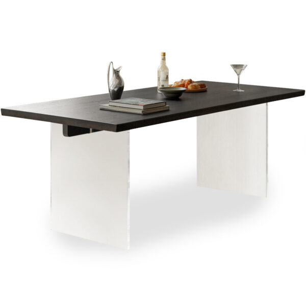 Baillidh Floating Dining Table – Ash Black with Acrylic Legs - Image 2