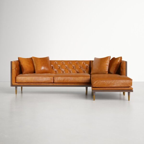 Lennox 2-Piece Leather Chaise Sectional - Image 2