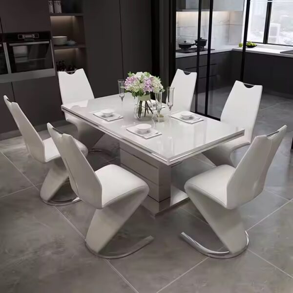Lucenzo Modern Leather Dining Table Set - Image 6