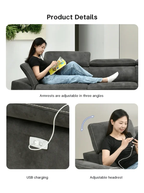 Moderno L-Shape 3-Seater Electric Recliner Sofa - Image 5