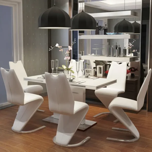 Lucenzo Modern Leather Dining Table Set - Image 2