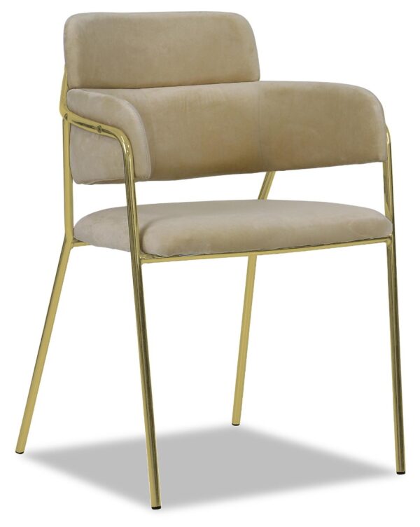 Emmiel Velvet Dining Chair with Gold Legs - Image 2