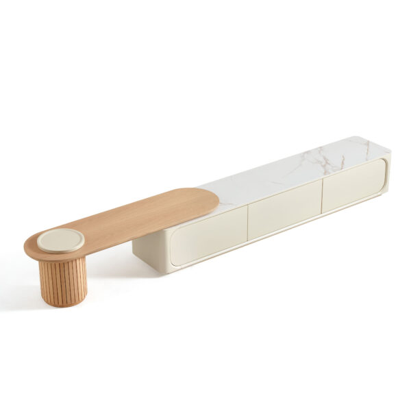 Wendell Extendable TV Console – Off-White Sintered Stone - Image 2