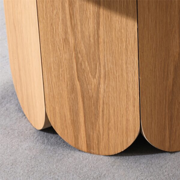 Naomi Round Ribbed Coffee Table – Oak Veneer - Image 4