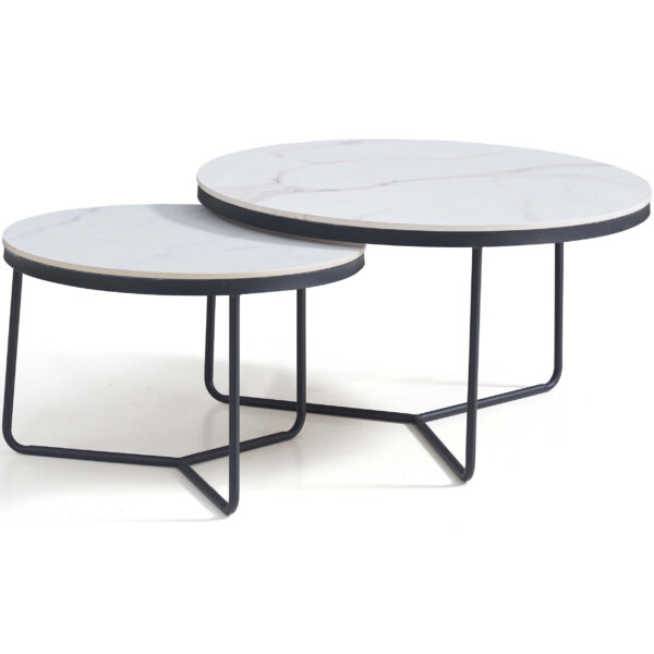 Jukka White Sintered Nesting Coffee Table Set - Image 3