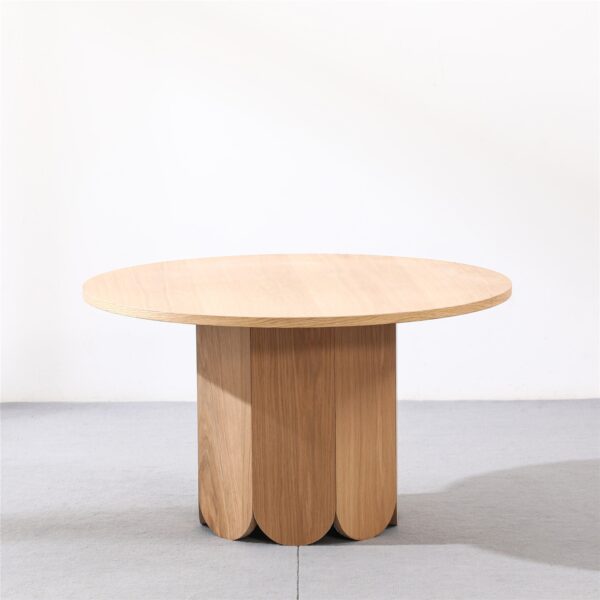 Naomi Round Ribbed Coffee Table – Oak Veneer - Image 2