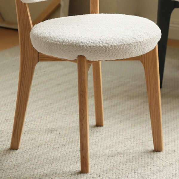 Lartius Boucle Fabric Oak Wood Chair - Image 5