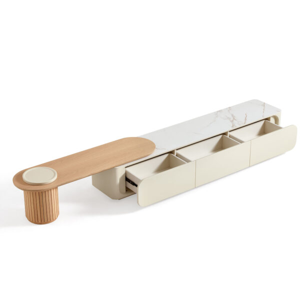 Wendell Extendable TV Console – Off-White Sintered Stone - Image 4