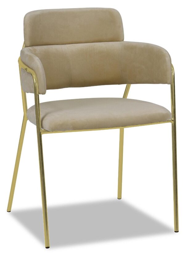 Emmiel Velvet Dining Chair with Gold Legs - Image 3