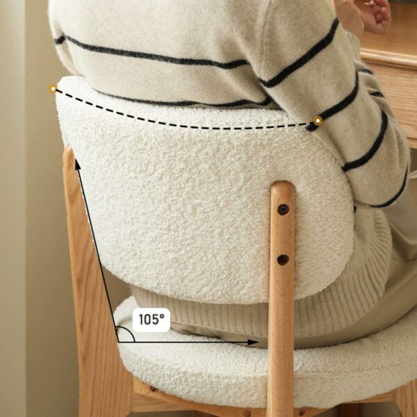 Lartius Boucle Fabric Oak Wood Chair - Image 4