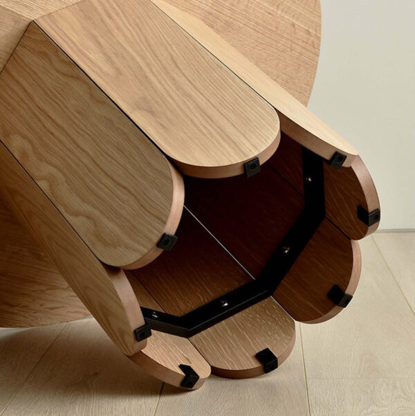 Naomi Round Ribbed Coffee Table – Oak Veneer - Image 3
