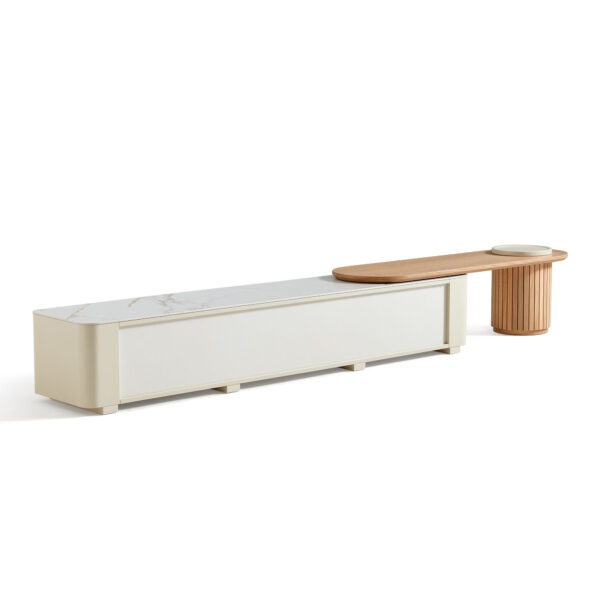 Wendell Extendable TV Console – Off-White Sintered Stone - Image 5