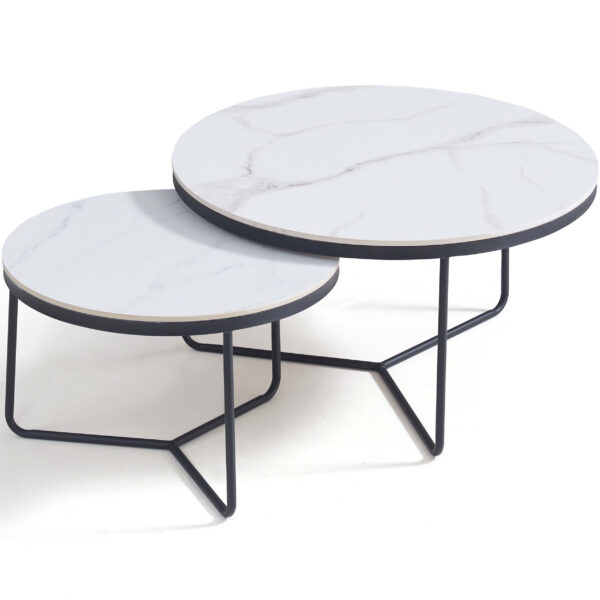 Jukka White Sintered Nesting Coffee Table Set - Image 2