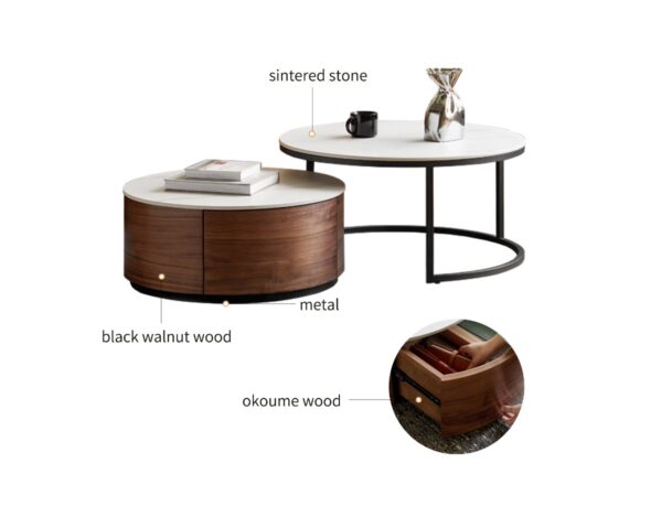 Nomiki Walnut Sintered Nesting Coffee Table - Image 2